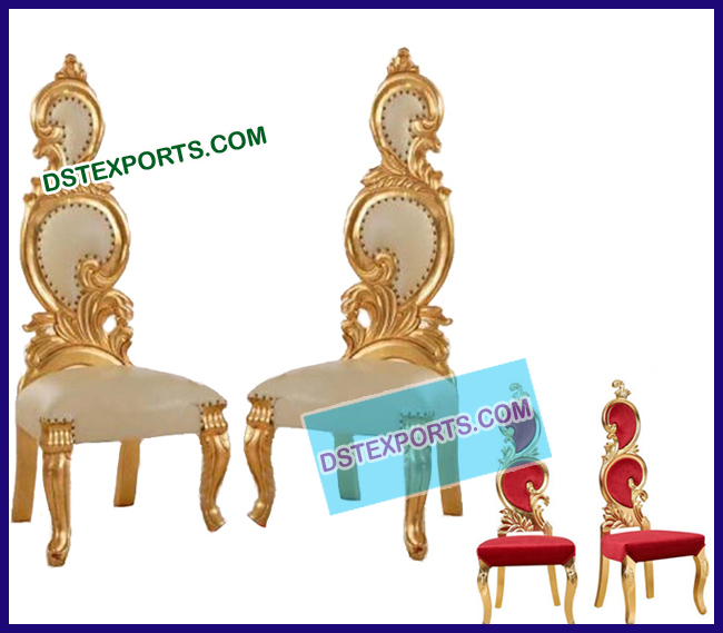 Royal Wedding Gold Bride Groom Leaf Chairs