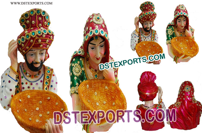 Punjabi Small jatt jatti Fiber Glass Statue
