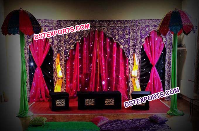 Wedding Mandaps Embrodry Jhrokha Backdrop