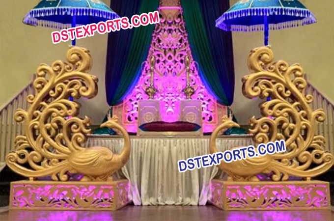 Fiber Peacock Statues For Wedding Stages
