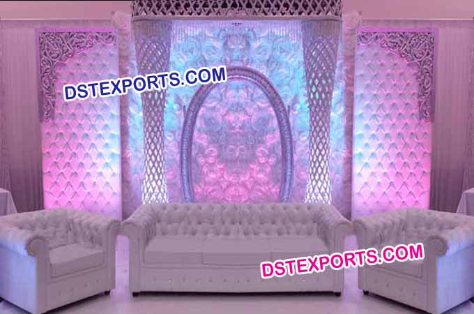 Wedding Crystal Leather Tufted Backdrop Stage Set