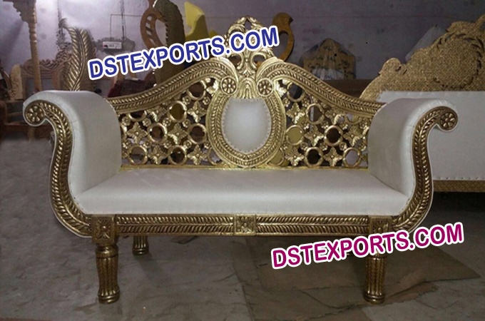 Wedding Bride Groom Gold Metal Two Seater