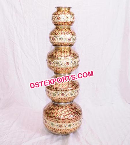 Wedding Meenakari Hand Made Steel Pot