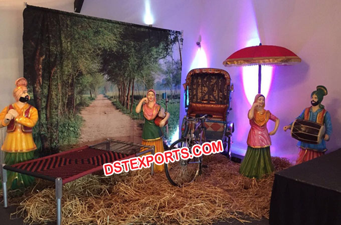 Village Theme Punjabi Wedding Stage Decoration