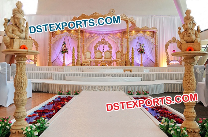 Latest Design Wedding Hand Carved Wooden Mandap