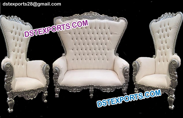 Asian Wedding High Back White Sofa Set