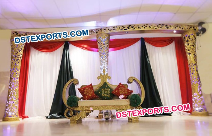 Gold Walima Theme Wedding Stage
