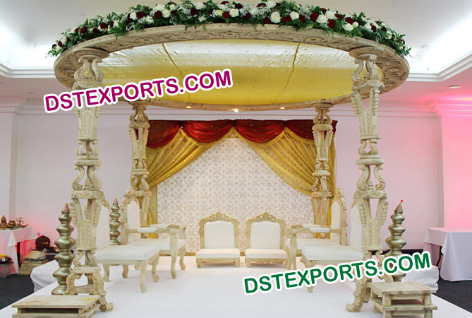 Wooden Carved Wedding Mandap New Design