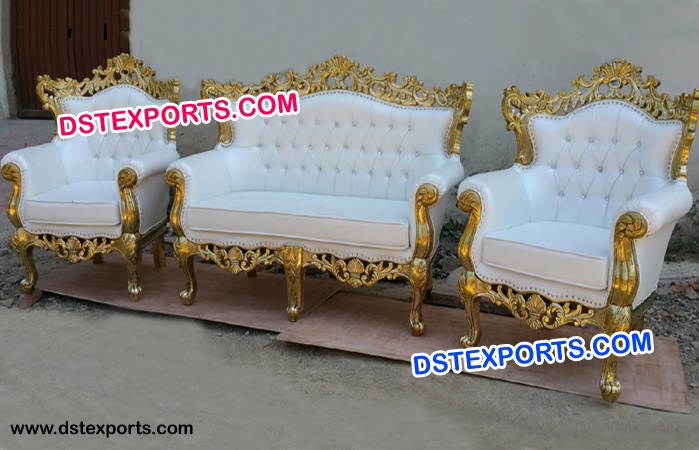 Gold Royal Luxury Wedding Carved Sofa Sets