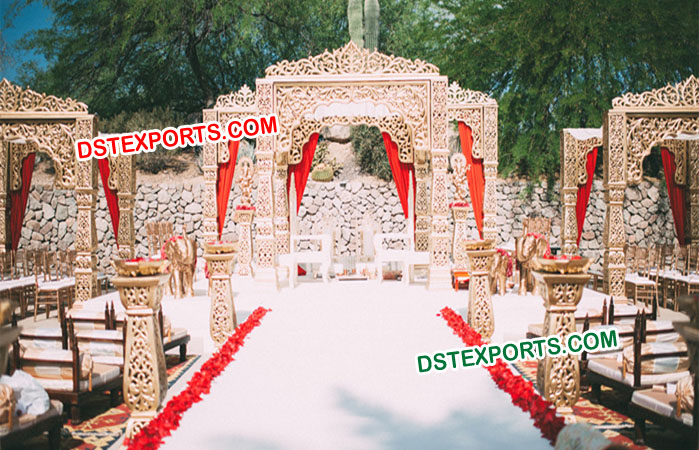 Outdoor Wedding Carved Jodha Akbar Mandap