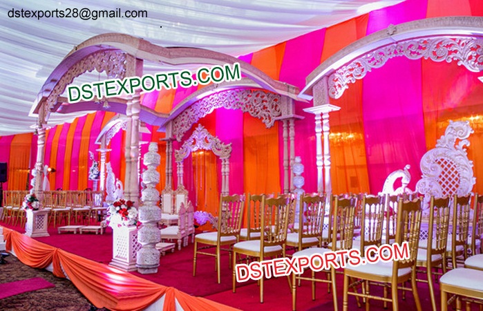 Traditional Wedding Wooden Twin Pillar Mandap