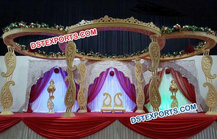 Wooden Paisley Wedding Mandap