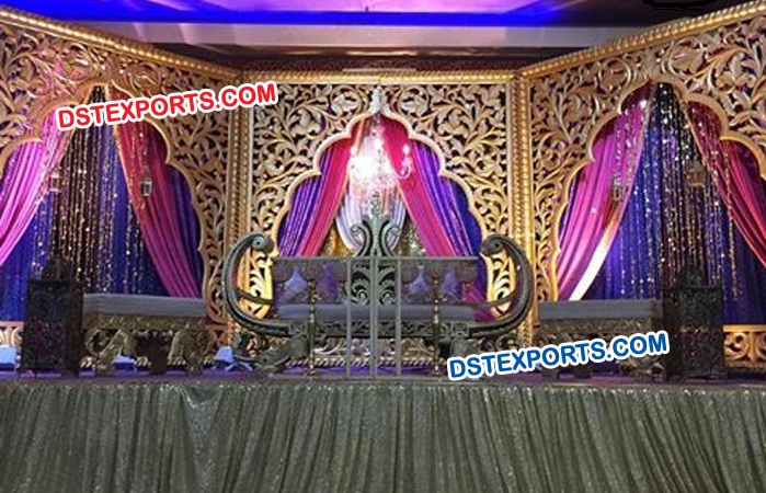 Wedding Stage Golden Carved Backdrop Panels