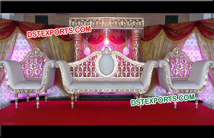 Wedding Designer Silver Carved Sofa Set