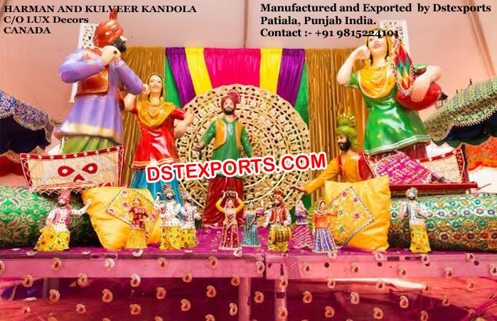 Punjabi Sikh Wedding Stage Decor Set