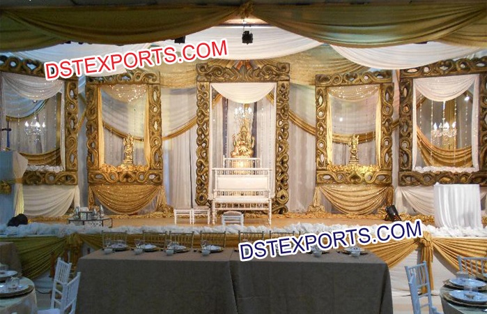 Muslim Wedding Golden Carved Backdrop Photo Frames
