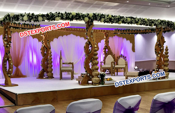 Beautiful Wooden Swirl Wedding Mandap