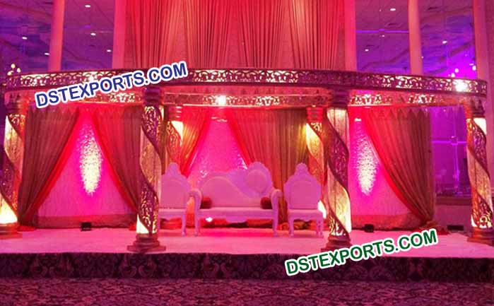 Spiral Crystal Pillar Wedding Mandap