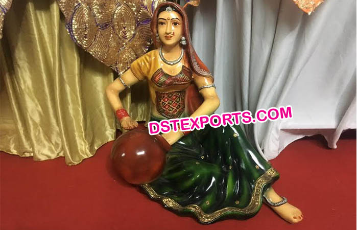 Rajasthani Lady Statue Matka in Hand