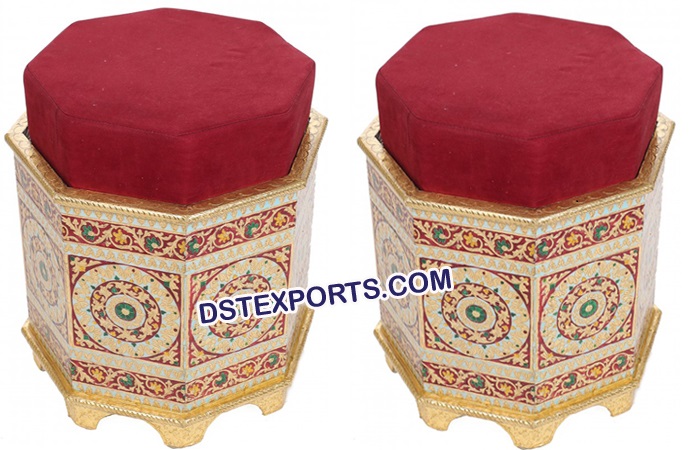 Wooden Handicraft Meenakari Stools