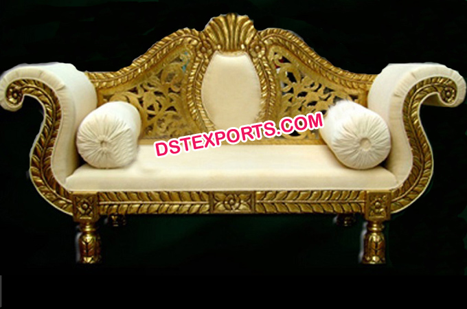 Asian Wedding Golden Brass Metal Love Seater