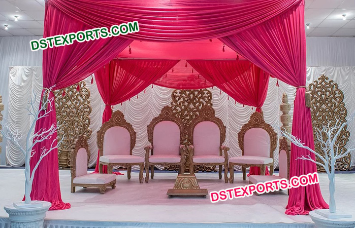 Wedding Wooden Mandap Chairs Set