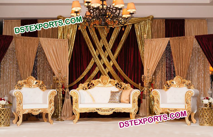 Wedding Wooden Designer Carved Sofa Set