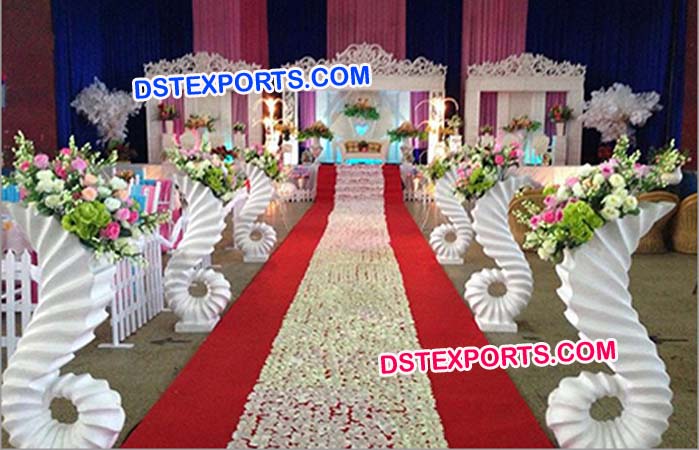 Wedding Aisleway Peacock Pillars Pots