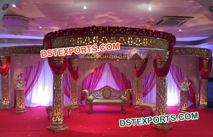 Gold Pillar Wedding Mandap