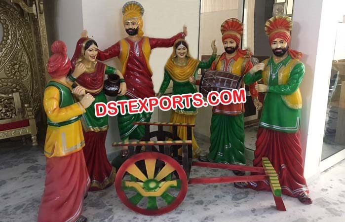 Fiber Punjabi Theem Bhangra Statues For Hotel