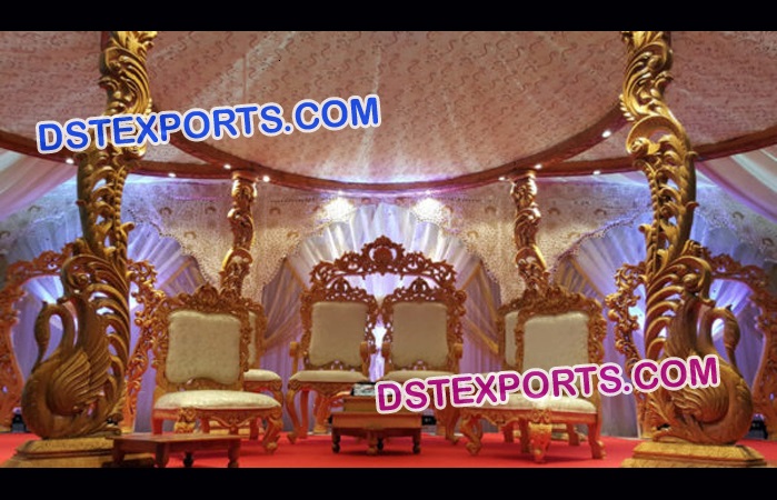 Golden Wedding Mandap Chairs Set