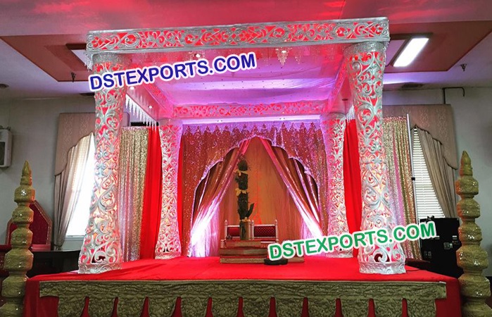 Pearl White Mandap For Indian English Wedding