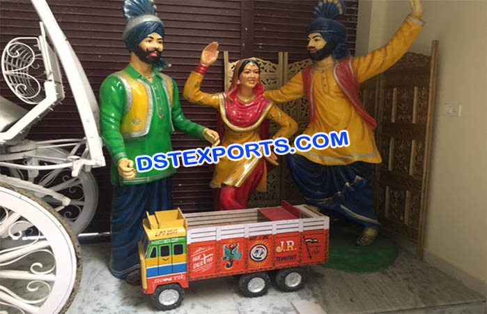Fiber Statues In Punjabi Bhangra Dance Style