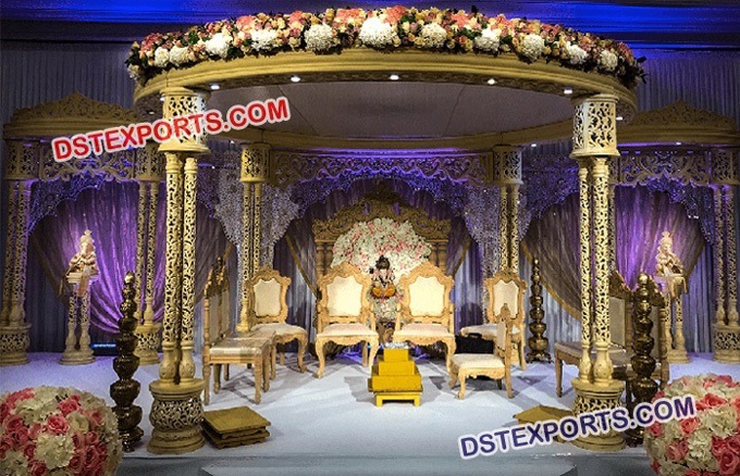 Tri Pillar Fiber Wedding Mandap