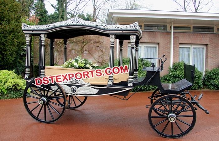 English Horse Drawn Funeral Carriage Buggy