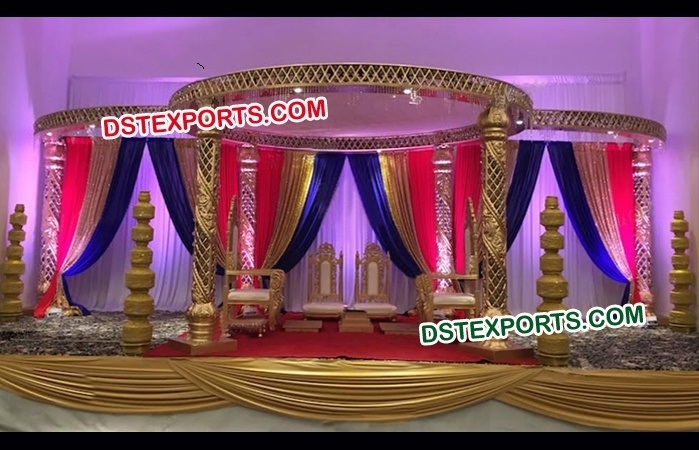 Latest Wedding Fiber Gold Jali Mandap