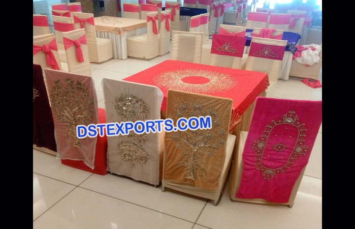 Wedding Hand Embrodried Chair Cover Overlays