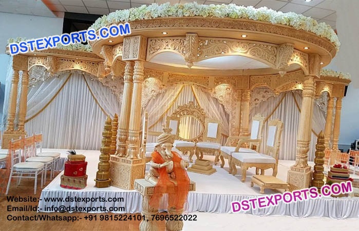 Indian Wedding Wooden Look Fiber Mandap