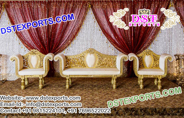 Punjabi Wedding Golden Carved Sofa Set