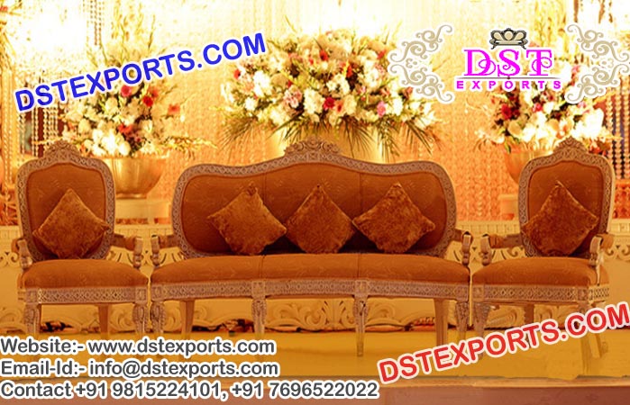 Hindu Wedding Stage Gold Sofa Set