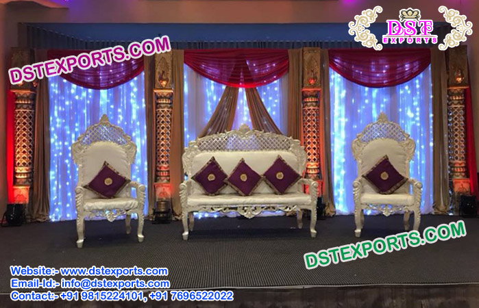 Indian Wedding White Gold Sofa Set