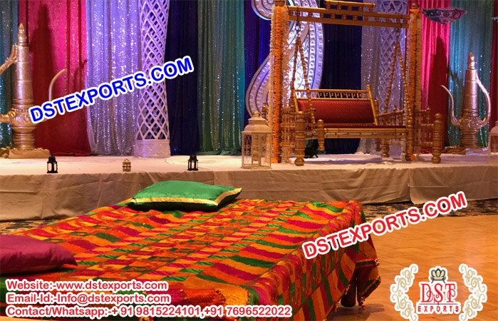 Punjabi Sangeet Stage Phulkari Bagh Bed Sheet