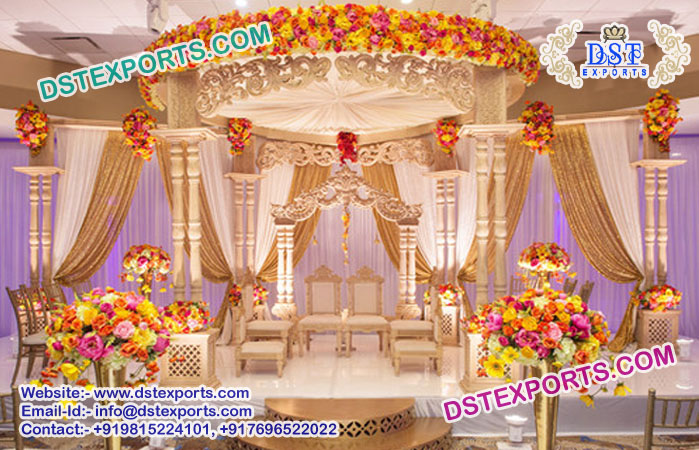 Glamorous Indian Wedding Wooden Mandap