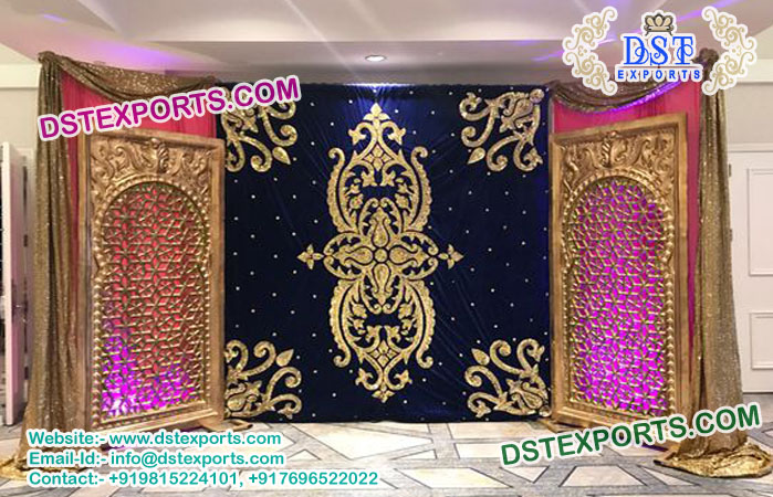 Royal Indian Wedding Stage BackDrop Curtains