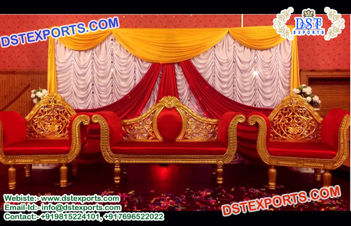 Indian Wedding Red Gold Sofa Set