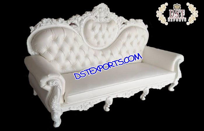 Antique Pearl White Leather Wedding Sofa