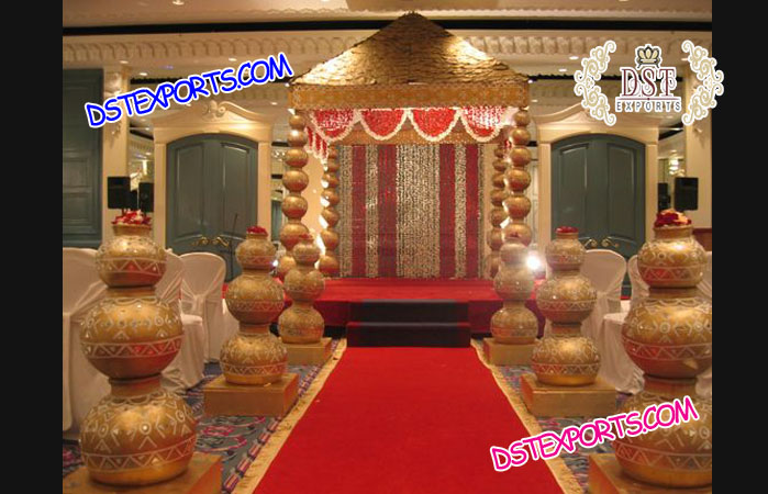 Traditional Indian Wedding Pot Pillar Mandap