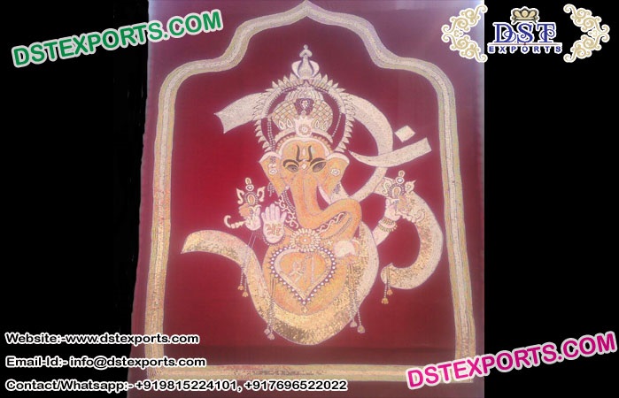 Wedding Embrodried Ganesha Backdrop Curtain