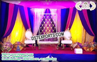 Muslim Mehndi Ceremony Setup with Candle Wall