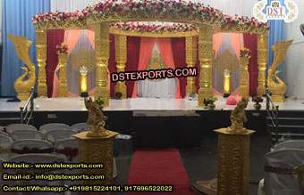 Bollywood Golden Carved Wedding Mandap